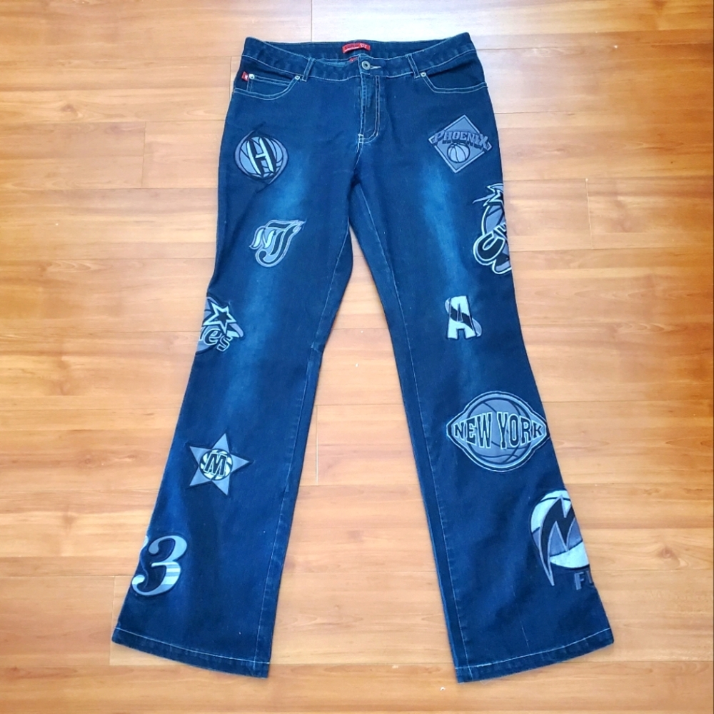 Soho Blue Jeans Basketball Patches Junior/Women Size 13